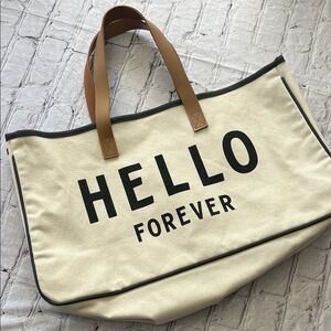 Canvas Tote Bag with 'Hello Forever' Print